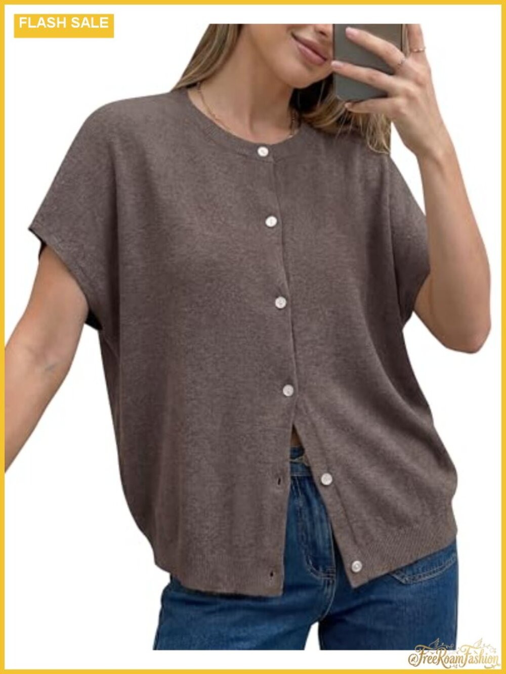 Wool Blend Oversized Batwing Short Sleeve Cardigan